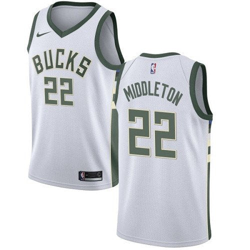 Youth Milwaukee Bucks #22 Khris Middleton White Basketball Swingman Association Edition Jersey inbean