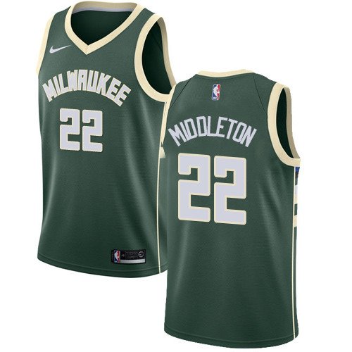 Youth Milwaukee Bucks #22 Khris Middleton Green Basketball Swingman Icon Edition Jersey inbean