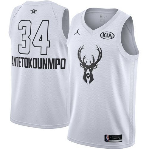 Youth Milwaukee Bucks #34 Giannis Antetokounmpo White NBA Jordans Swingman 2018 All-Star Game Jersey inbean