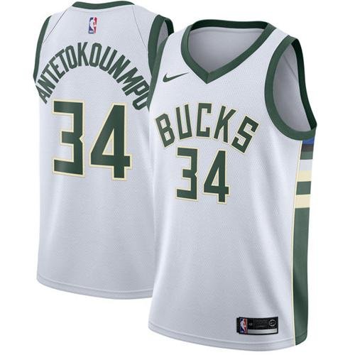 Youth Milwaukee Bucks #34 Giannis Antetokounmpo White NBA Swingman Jersey inbean