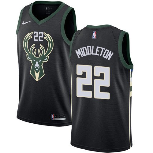 Youth Milwaukee Bucks #22 Khris Middleton Black Basketball Swingman Statement Edition Jersey inbean