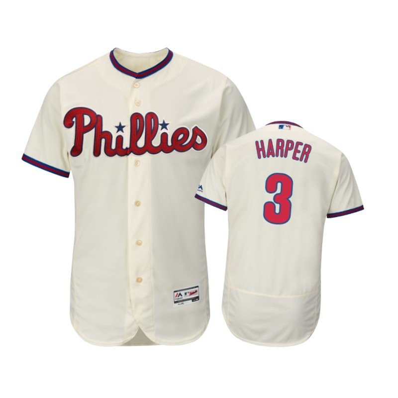 Youth's Philadelphia Phillies Cream #3 Bryce Harper 2019 Flex Base Jersey inbean