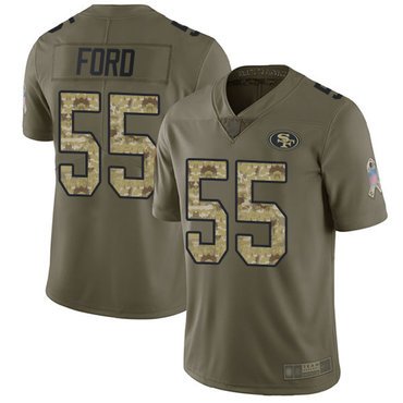 49ers #55 Dee Ford Olive Camo Youth Stitched Football Limited 2017 Salute to Service Jersey inbean