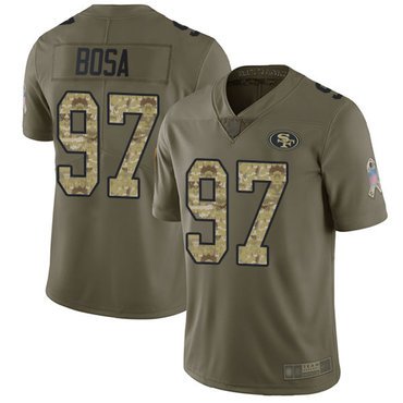 49ers #97 Nick Bosa Olive Camo Youth Stitched Football Limited 2017 Salute to Service Jersey inbean