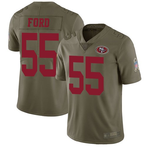 49ers #55 Dee Ford Olive Youth Stitched Football Limited 2017 Salute to Service Jersey inbean