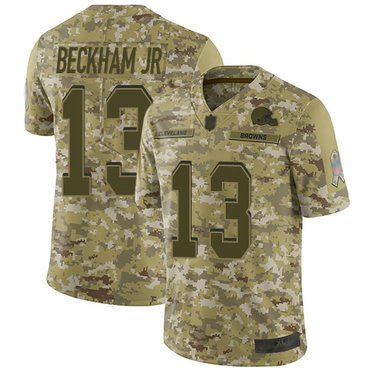 Browns #13 Odell Beckham Jr Camo Youth Stitched Football Limited 2018 Salute to Service Jersey inbean