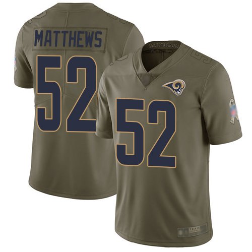 Rams #52 Clay Matthews Olive Youth Stitched Football Limited 2017 Salute to Service Jersey inbean