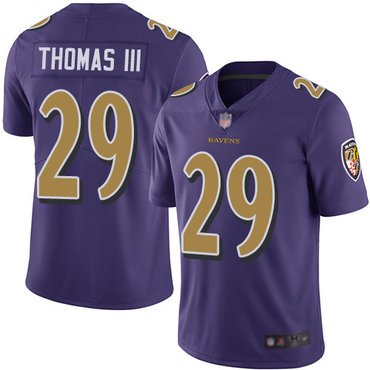 Ravens #29 Earl Thomas III Purple Youth Stitched Football Limited Rush Jersey inbean