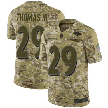 Ravens #29 Earl Thomas III Camo Youth Stitched Football Limited 2018 Salute to Service Jersey inbean