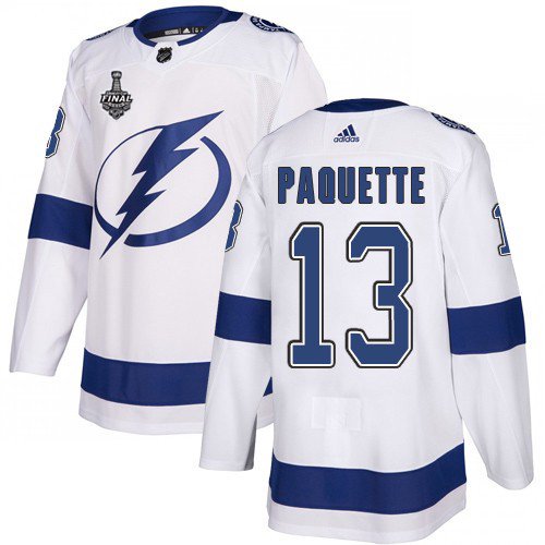 Adidas Lightning #13 Cedric Paquette White Road Authentic 2020 Stanley Cup Final Stitched NHL Jersey inbean