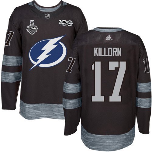 Adidas Lightning #17 Alex Killorn Black 1917-2017 100th Anniversary 2020 Stanley Cup Final Stitched NHL Jersey inbean