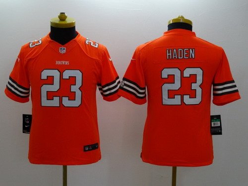 Nike Cleveland Browns #23 Joe Haden Orange Limited Kids Jersey inbean