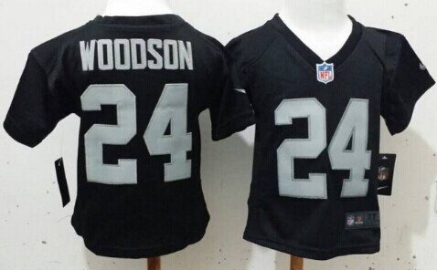 Nike Oakland Raiders #24 Charles Woodson Black Toddlers Jersey inbean