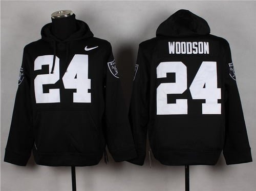 Nike Oakland Raiders #24 Charles Woodson Black Hoodie inbean