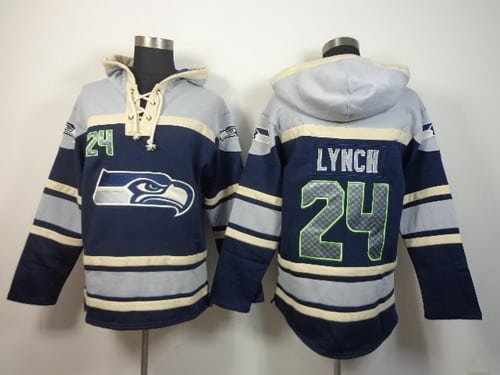 Seattle Seahawks #24 Marshawn Lynch 2014 Navy Blue Hoodie inbean