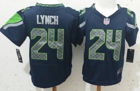 Nike Seattle Seahawks #24 Marshawn Lynch Navy Blue Toddlers Jersey inbean