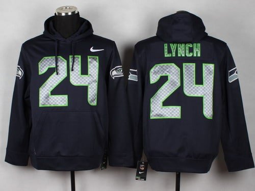 Nike Seattle Seahawks #24 Marshawn Lynch Navy Blue Hoodie inbean