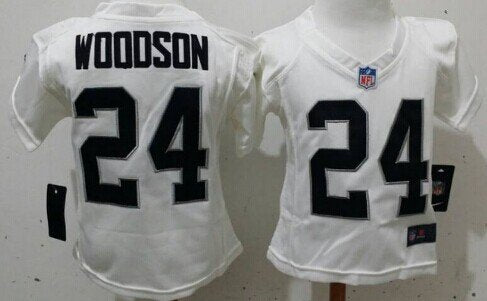 Nike Oakland Raiders #24 Charles Woodson White Toddlers Jersey inbean