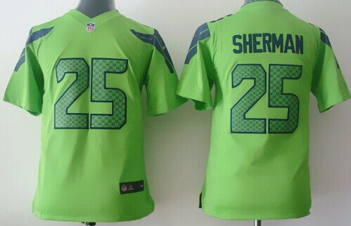 Nike Seattle Seahawks #25 Richard Sherman Green Game Kids Jersey inbean