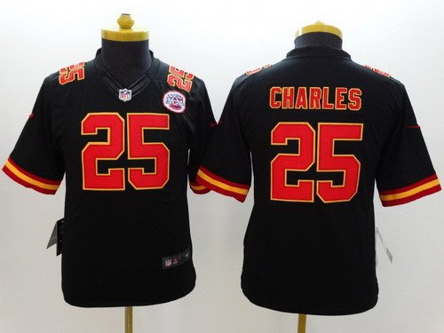 Nike Kansas City Chiefs #25 Jamaal Charles Black Limited Kids Jersey inbean