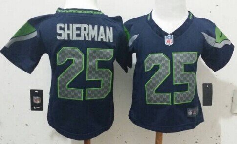 Nike Seattle Seahawks #25 Richard Sherman Navy Blue Toddlers Jersey inbean