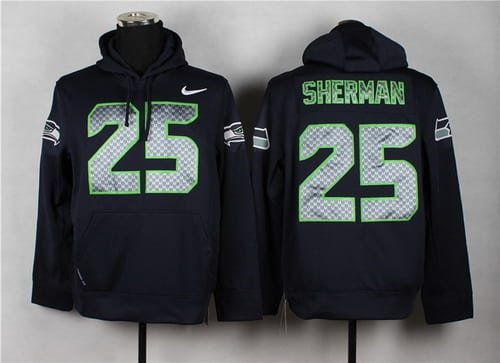 Nike Seattle Seahawks #25 Richard Sherman Navy Blue Hoodie inbean