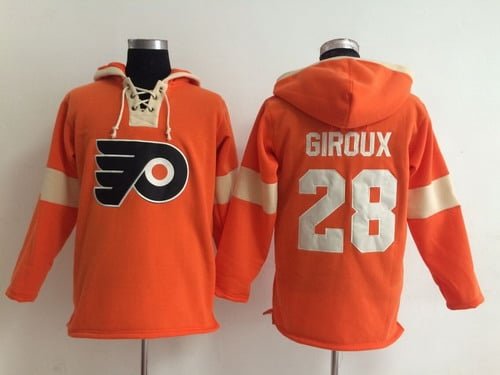 2014 Old Time Hockey Philadelphia Flyers #28 Claude Giroux Orange Hoodie inbean