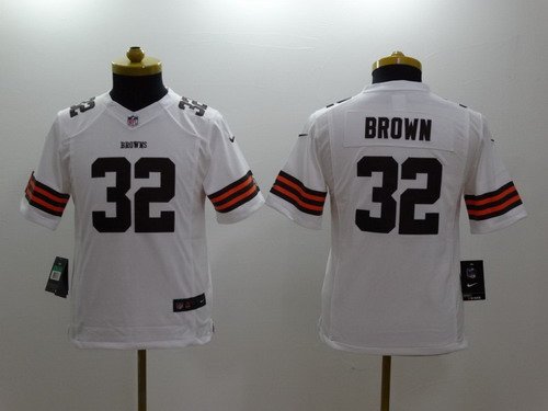 Nike Cleveland Browns #32 Jim Brown White Limited Kids Jersey inbean