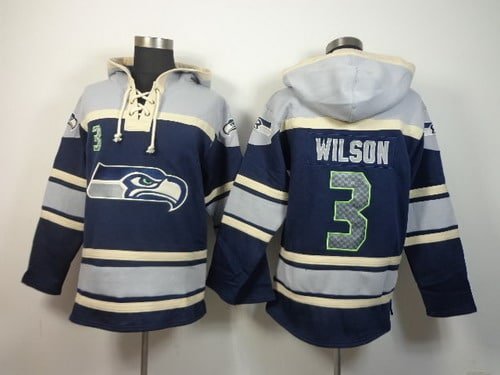 Seattle Seahawks #3 Russell Wilson 2014 Navy Blue Hoodie inbean