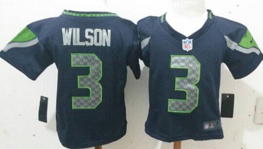 Nike Seattle Seahawks #3 Russell Wilson Navy Blue Toddlers Jersey inbean