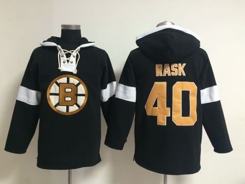 2014 Old Time Hockey Boston Bruins #40 Tuukka Rask Black Hoodie inbean