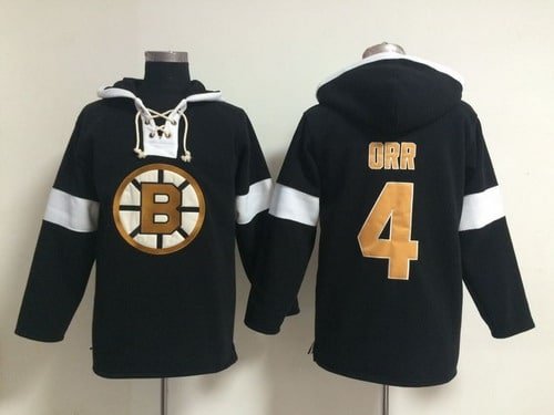 2014 Old Time Hockey Boston Bruins #4 Bobby Orr Black Hoodie inbean