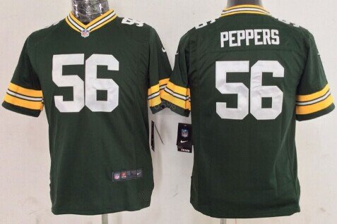 Nike Green Bay Packers #56 Julius Peppers Green Game Kids Jersey inbean