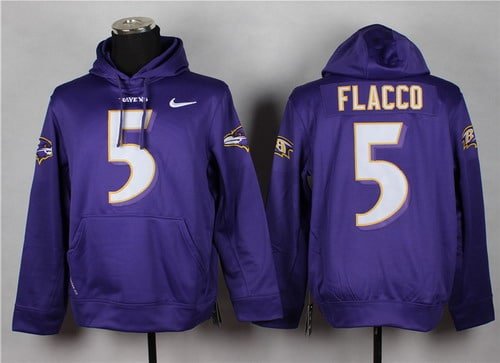 Nike Baltimore Ravens #5 Joe Flacco Purple Hoodie inbean