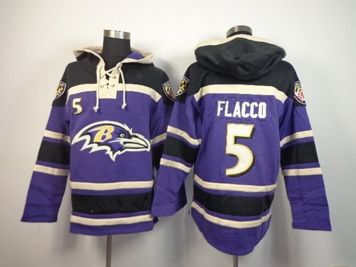 Baltimore Ravens #5 Joe Flacco 2014 Purple Hoodie inbean