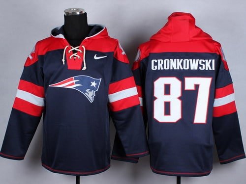 Nike New England Patriots #87 Rob Gronkowski 2014 Blue Hoodie inbean