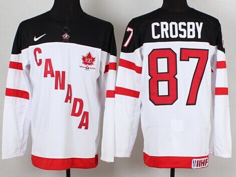 2014/15 Team Canada #87 Sidney Crosby White 100TH Jersey inbean