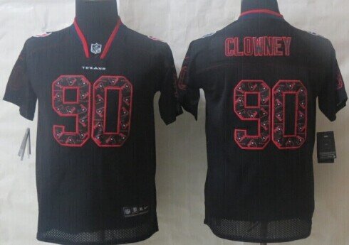 Nike Houston Texans #90 Jadeveon Clowney Lights Out Black Ornamented Kids Jersey inbean