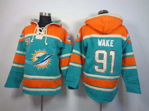 Miami Dolphins #91 Cameron Wake 2014 Green Hoodie inbean