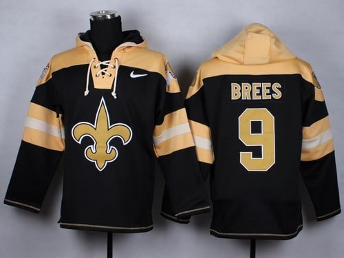 Nike New Orleans Saints #9 Drew Brees 2014 Black Hoodie inbean