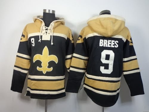 New Orleans Saints #9 Drew Brees 2014 Black Hoodie inbean