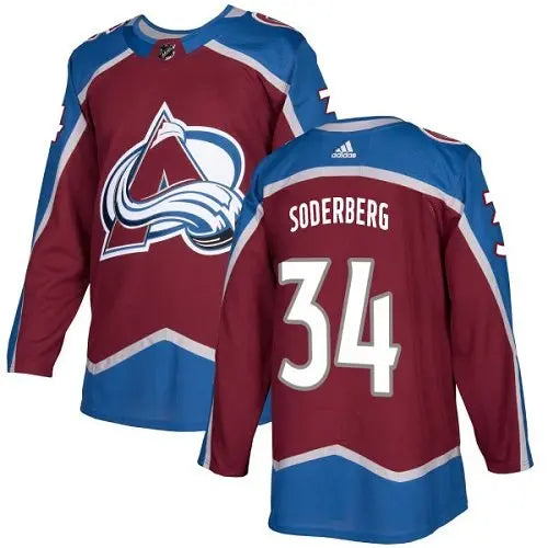 Adidas Colorado Avalanche #34 Carl Soderberg Burgundy Home Authentic Stitched NHL Jersey inbean