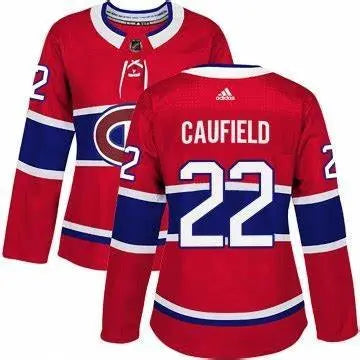 Adidas Montreal Canadiens #22 Cole Caufield Red Home Authentic Women's Stitched NHL Jersey inbean