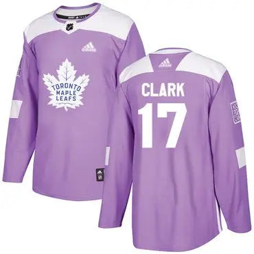 Adidas Toronto Maple Leafs #17 Wendel Clark Purple Authentic Fights Cancer Stitched Youth NHL Jersey inbean