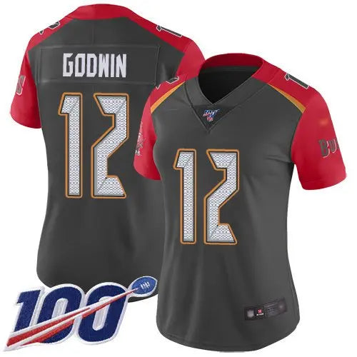 Buccaneers #12 Chris Godwin Gray Women's Stitched Football Limited Inverted Legend 100th Season Jersey inbean