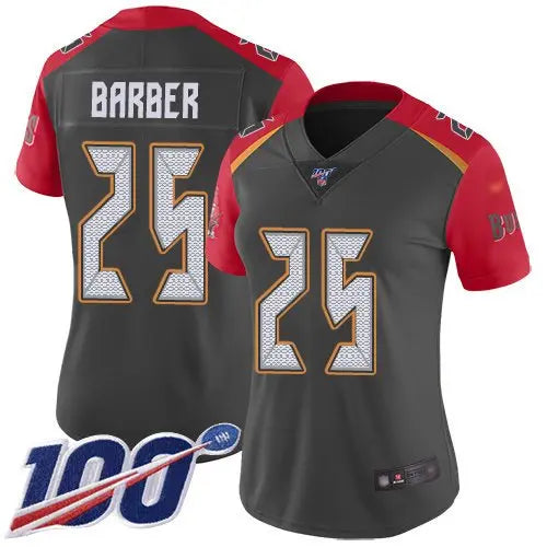 Buccaneers #25 Peyton Barber Gray Women's Stitched Football Limited Inverted Legend 100th Season Jersey inbean