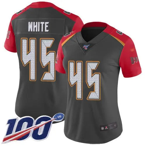 Buccaneers #45 Devin White Gray Women's Stitched Football Limited Inverted Legend 100th Season Jersey inbean