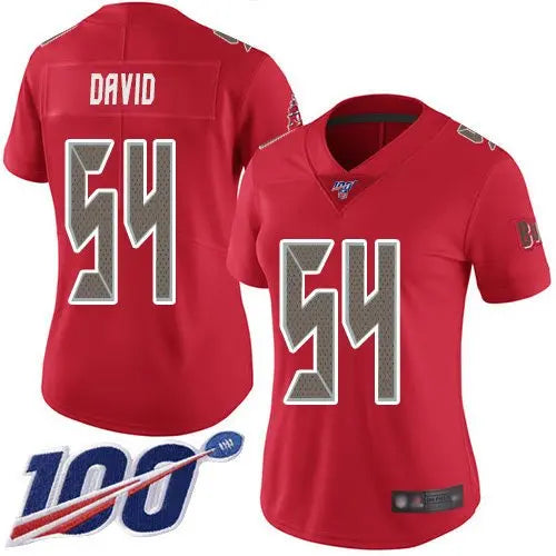 Buccaneers #54 Lavonte David Red Women's Stitched Football Limited Rush 100th Season Jersey inbean