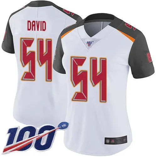 Buccaneers #54 Lavonte David White Women's Stitched Football 100th Season Vapor Limited Jersey inbean