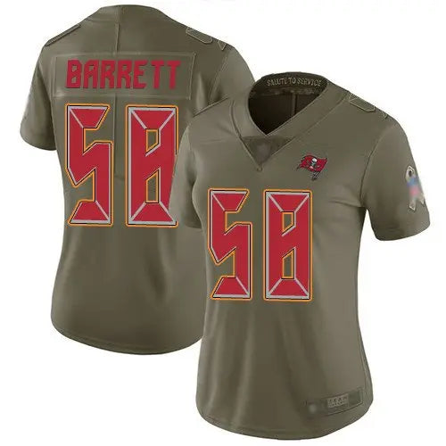 Buccaneers #58 Shaquil Barrett Olive Women's Stitched Football Limited 2017 Salute to Service Jersey inbean